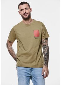 Street One MEN Herren T-Shirt, beige, casual, Gr. XXL, unifarben, Web, 100% Baumwolle, Shirts, aus reiner Baumwolle