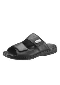 Rieker Herren Pantolette, Gr. 42, schwarz, Glattleder, klassisch, Schuhe, Sommerschuh, Schlappen, Klettschuh, mit zwei Klettverschlüssen