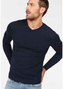 Jack & Jones JACK & JONES Herren V-Ausschnitt-Pullover "JJEBASIC KNIT V-NECK", blau, modisch, Gr. XXL, unifarben, Obermaterial: 100% Baumwolle, Pullover