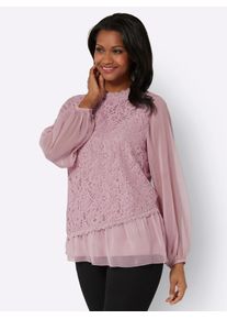 Lady Damen Schlupfbluse, lila, Gr. 36, unifarben, 100% Polyester, Spitze:70% Baumwolle, 30% Polyamid, Blusen