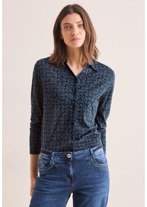 Cecil Damen Langarmshirt, blau, casual, Gr. XXL, bedruckt, Stoff, Web, 50% Modal, 50% Baumwolle, Shirts, mit Knopfleiste