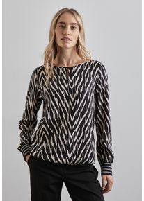 Street One Damen Langarmshirt, schwarz, casual, Gr. 40, bedruckt, Stoff, Rückseite: 95% Viskose, 5% Elasthan; Front und Ärmel: 100% Viskose, Shirts,