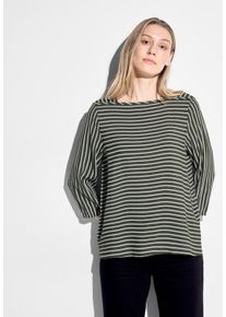 Cecil Damen Shirtbluse, grün, casual, Gr. XS, gestreift, Stoff, 100% Viskose, Blusen, mit 3/4 Ärmeln