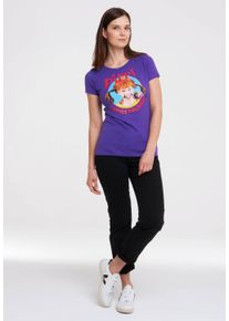 logoshirt Damen T-Shirt "Pippi Langstrumpf", lila, casual, Gr. S, bedruckt, 100% Baumwolle, Shirts, mit lizenziertem Originaldesign
