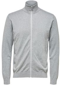 Selected Homme Herren Strickjacke "SLHBERG FULL ZIP CARDIGAN NOOS", grau, modisch, Gr. XL, meliert, Strick, Obermaterial: 100% Baumwolle, Strickjacken