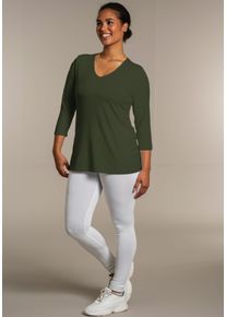 SANDGAARD Damen 3/4-Arm-Shirtkhakigrün, Basic, Gr. 36, unifarben, Jersey, Obermaterial: 95% Viskose, 5% Elasthan, Shirts, mit 3/4-Ärmeln
