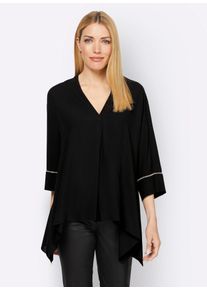 Heine Damen Schlupfbluse, schwarz, Gr. 50, unifarben, 100% Viskose, Blusen