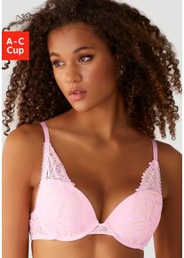 Lascana Damen Push-up-BH, Gr. 70, rosa, Microtouch, Obermaterial: 60% Polyamid, 35% Polyester, 5% Elasthan, feminin, BHs, im modischen High-Apex