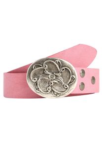 Damen Ledergürtel, pink, casual,modisch, Gr. 90, RETTUNGSRING BY SHOWROOM 019, unifarben, Leder, Gürtel, mit austauschbarer Schließe »Blume Schnörkel«