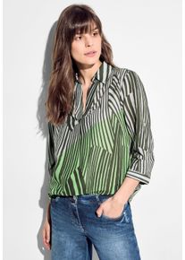 Cecil Damen Longbluse, grün, casual, Gr. M, gestreift, Web, 100% Baumwolle, Blusen, mit 3/4 Ärmeln