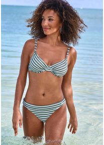 Venice Beach Damen Bikini-Hose "Summer", grün, Gr. 34, gestreift, Polyamid, Xtra Life LYCRA, Badehosen, mit Umschlagbund