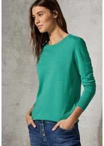 Cecil Damen Rundhalspullover, grün, casual, Gr. XXL, Strick, Obermaterial: 60% Baumwolle, 40% Viskose, Pullover, mit Schulter-Detail