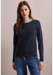 Cecil Damen Strickpulloverheather universal blau, casual, Gr. XS, unifarben, Web, 60% Baumwolle, 40% Polyester, Pullover, im soften Baumwoll-Mix