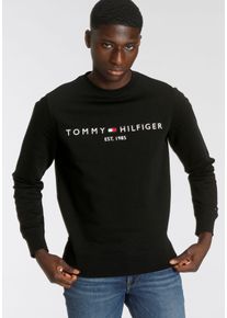 Tommy Hilfiger Herren Sweatshirt "TOMMY LOGO SWEATSHIRT", schwarz, casual, Gr. M, unifarben, bestickt, Sweatware, Obermaterial: 70% Baumwolle, 30%