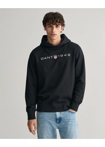 Gant Herren Hoodie "PRINTED GRAPHIC HOODIE", schwarz, casual, Gr. S, Sweatware, Obermaterial: 80% Baumwolle, 20% Polyester, Sweatshirts