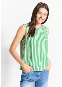 Cecil Damen Blusentop, grün, casual, Gr. S, gestreift, Stoff, 100% Viskose, Blusen, mit Rundhalsausschnitt