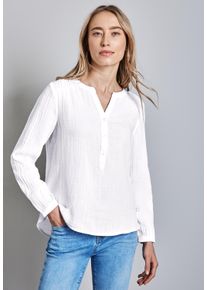Street One Damen Langarmbluse, weiß, casual, Gr. 46, unifarben, Web, 100% Baumwolle, Blusen, aus reiner Baumwolle