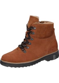 Waldläufer WALDLÄUFER Damen Winterboots "HITOMI", Gr. 4, braun, Nubukleder, Lammfell, unifarben, sportlich, Schuhe, Outdoorboots, Schnürboots mit