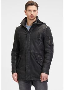 Mauritius Herren Lederjacke "GMElio", schwarz, modisch, Gr. M, unifarben, Obermaterial: 100% Schafsleder, Jacken, mit Kapuze, Reißverschlusstaschen,