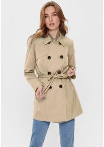 Only Damen Trenchcoat "ONLVALERIE TRENCHCOAT OTW NOOS", beige, casual, Gr. M, unifarben, Web, Obermaterial: 100% Polyester, Mäntel
