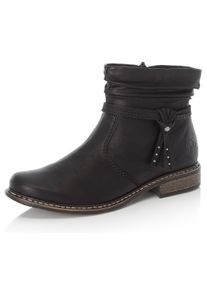 Rieker Damen Stiefelette, Gr. 39, schwarz, Lederimitat, modisch, Schuhe, mit Zierriemchen