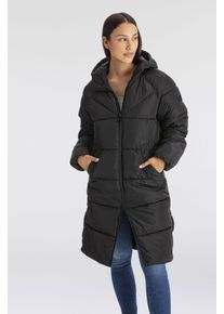 Only Damen Steppmantel "ONLAMAND LONG PUFFER COAT CS OTW", schwarz, modisch, Gr. XL, unifarben, Web, Steppware, Obermaterial: 100% Polyester, Mäntel,