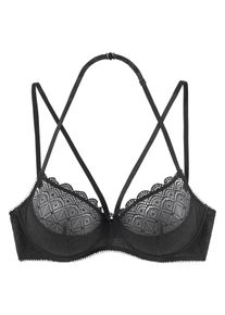 Damen Büstenhebe, Petite Fleur Gold, Gr. 80, schwarz, Spitze, Obermaterial: 90% Polyamid, 10% Elasthan, sexy, BHs, mit Neckholder und