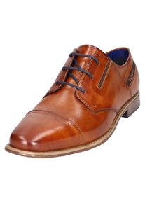 Bugatti Herren Schnürschuh, Gr. 40, braun, Leder, elegant, Schuhe, Blockabsatz, Abendschuh, Festtagsschuh mit Stretcheinsätzen