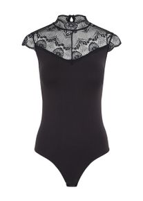 Pieces Damen Body "PCNAYA Spitzenbody NOOS", schwarz, feminin, Gr. S, unifarben, Single Jersey, Spitze, Obermaterial: 92% Nylon, 8% Elasthan, Bodies,