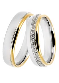 DOOSTI Trauring "Schmuck Geschenk Silber 925 Trauring Ehering Partnerring LIEBE", 58,mit Zirkonia, Silber 925 (Sterlingsilber), 5mm, gold, Silber 925