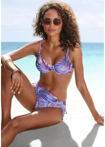 Lascana Damen Bügel-Bikini-Top "Breese", blau, Gr. 38, bedruckt, Recycling-Polyamid, Bikini-Oberteile, im tropischen Design