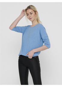 Only Damen 3/4-Arm-Shirt "ONLGLAMOUR 3/4 TOP JRS NOOS", blau, casual, Gr. L, meliert, Single Jersey, Obermaterial: 65% Polyester, 30% Viskose, 5%