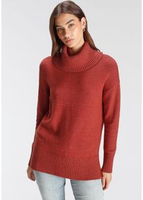 Tamaris Damen Rollkragenpullover, orange, casual, Gr. 32, Strick, Obermaterial: 50% Viskose, 26% Polyamid, 24% Polyester, Pullover, mit Rippdetails