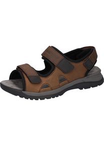 Waldläufer WALDLÄUFER Herren Sandale "H-Taro", Gr. 7,5, braun, Nubukleder, Basic, Schuhe, Sommerschuh, Klettschuh, Freizeitsandale, mit Profilsohle, H-Weite