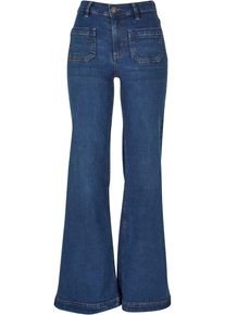 Urban Classics Damen Bequeme Jeans "Urban Classics Damen Ladies Vintage Flared Denim Pants", blau, casual, Gr. 27, unifarben, 98% Baumwolle, 2%