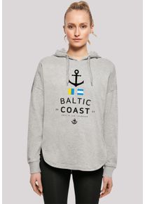 F4NT4STIC Damen Kapuzenpullover "Damen Oversized Hoodie Ostsee Flaggen", grau, casual, Gr. L, Obermaterial: 100% Baumwolle, Pullover, Print