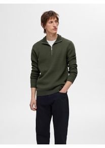 Selected Homme Herren Troyer "SLHDANE LS KNIT STRUCTURE HALF ZIP NOOS", grün, modisch, Gr. XXL, unifarben, Strick, Obermaterial: 100% Baumwolle,