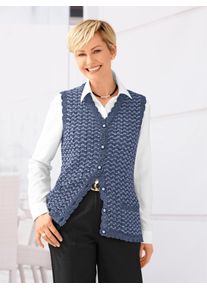 Classic Basics Damen Strickweste, blau, Gr. 48, unifarben, 100% Polyacryl, Westen