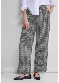 Street One Damen Stoffhose, schwarz, casual, Gr. 36, gemustert, Stoff, 100% Viskose, Hosen, mit Wide Legs