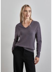 Street One Damen Strickpullover, grau, casual, Gr. 36, unifarben, Stoff, 50% Viskose, 28% Polyester, 22% Polyamid, Pullover, mit V-Ausschnitt