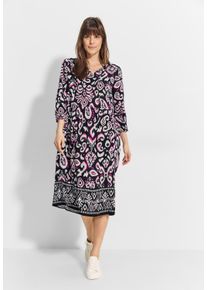 Cecil Damen Midikleid, schwarz, casual, Gr. S, gemustert, Stoff, 100% Viskose, Kleider, soft und trageangenehm