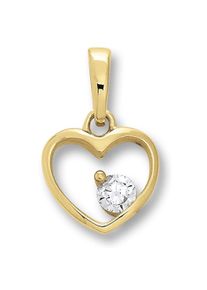 ONE ELEMENT Damen Ketten-Anhänger "Zirkonia Herz Herz Anhänger aus 333 Gelbgold", Gelbgold 333-Gold, gold, Gelbgold 333, Gold, Schmuckanhänger, Damen