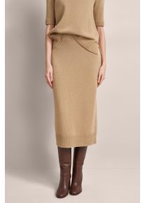 Bugatti Damen Jerseyrock, beige, Gr. L, 40% Wolle, 30% Viskose, 20% Polyamid, 10% Kaschmir, Röcke, in Midi-Länge