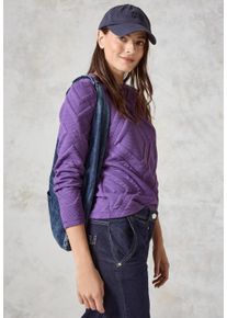 Cecil Damen Sweatshirt, lila, casual, Gr. XL, unifarben, Sweatware, Obermaterial: 80% Polyester, 17% Viskose, 3% Elasthan, Sweatshirts, mit 3D