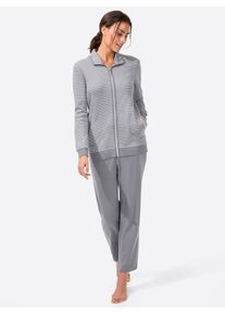 Damen Hausanzug, Gr. 48, grau, 65% Baumwolle, 35% Polyester, Homewear-Sets