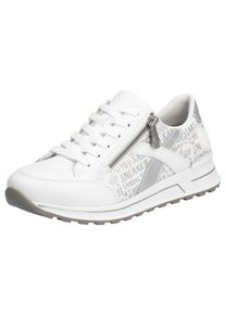 Rieker Damen Sneaker, Gr. 41, silber, Lederimitat, casual, Schuhe, herausnehmbarer Soft-Einlage, Freizeitschuh, Halbschuh, Schnürschuh