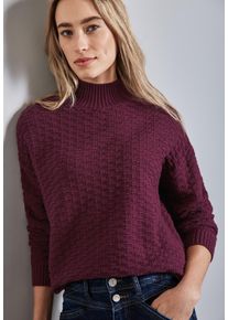 Street One Damen Rollkragenpullover, rot, casual, Gr. 42, Strukturmuster, Strick, Obermaterial: 75% Baumwolle, 25% Polyester, Pullover, mit Struktur