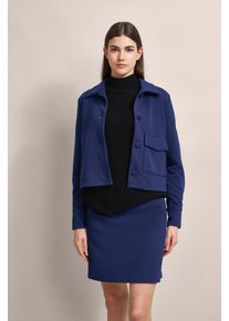 Bugatti Damen Kurzjacke, blau, casual, Gr. 36, unifarben, 59% Polyester, 38% Baumwolle, 3% Elasthan, Jacken, mit aufgesetzter Tasche