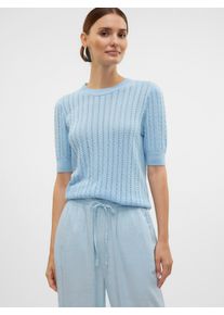 Véro Moda VERO MODA Damen Kurzarmpullover "VMMORENA 2/4 O-NECK PULLOVER GA BOO REP", blau, modisch, Gr. S, unifarben, Strick, Obermaterial: 50% Baumwolle, 50%