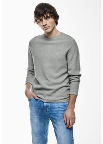 Street One MEN Herren Strickpullover, grau, casual, Gr. L, unifarben, Web, 100% Baumwolle, Pullover, mit Rundhalsausschnitt